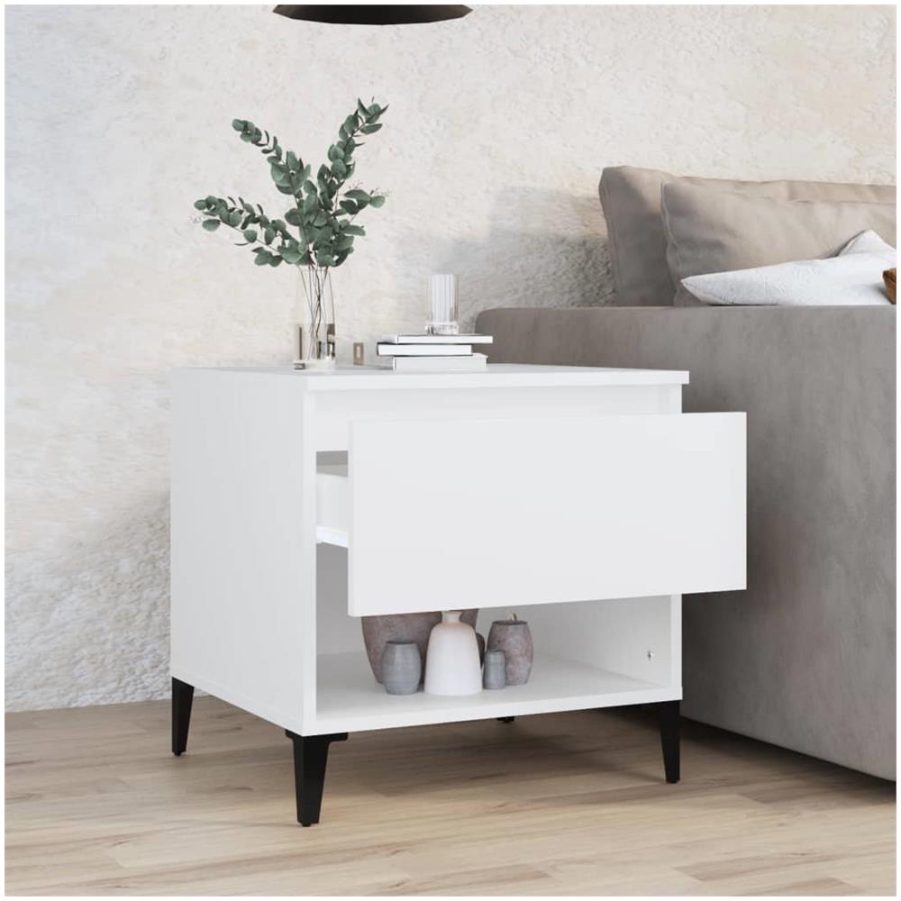 Tavolino Bianco 50x46x50 Cm In Legno Multistrato - Foto 3