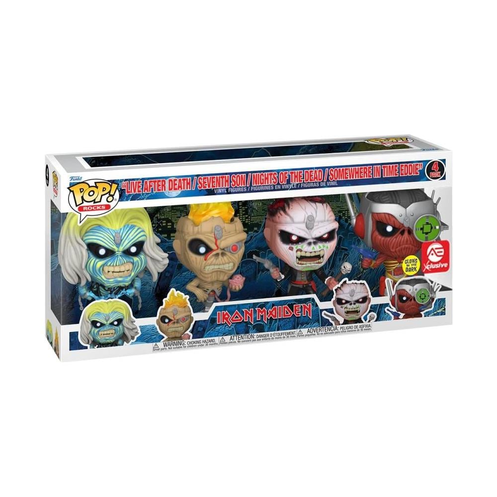 Pop! 4-pack: Rocks: Iron Maiden - Live After Death / Seventh Son / Nights Of The Dead / Somewhere In Time Eddie (glows In The Dark) (special Edition) - Foto 1