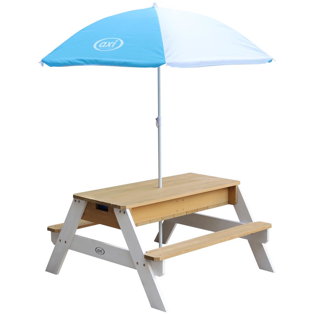 Nick Sand & Water Picnic Table Brown /white - Umbrella Blue /white Tavolo per sabbia e acqua - Foto 2