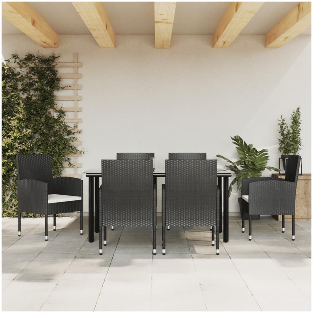 Set Salotto Da Giardino 4 Pezzi In Polyrattan - Nero E Grigio - Foto 2