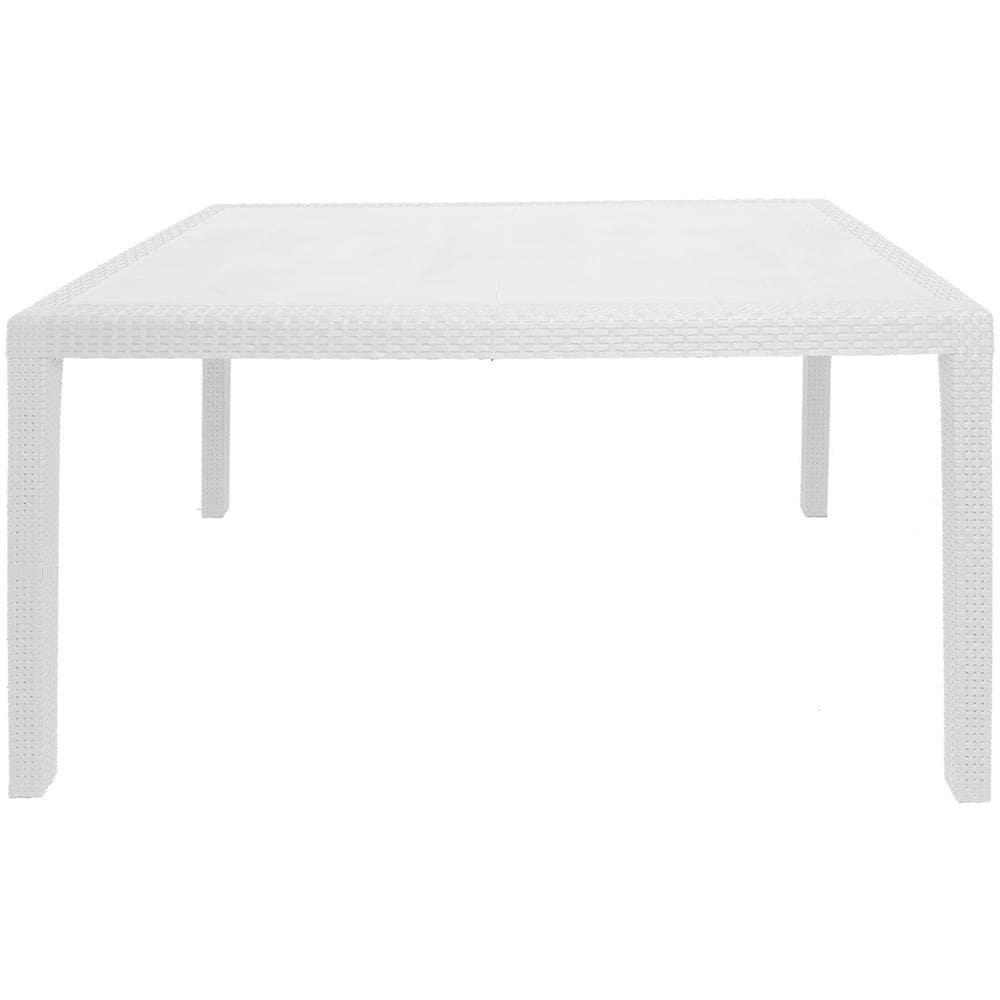 Tavolo Da Esterno Portici, Tavolo Rettangolare Da Pranzo, Tavolo Da Giardino Multiuso Effetto Rattan, 100% Made In Italy, 150x90h72 Cm, Bianco - Foto 3