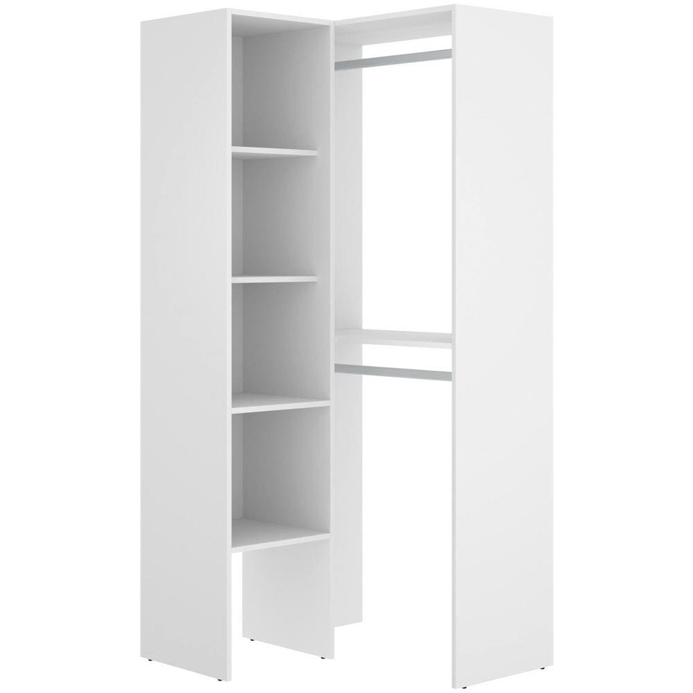 Guardaroba Bernina, Struttura Per Cabina Armadio Angolare, Mobile Appendiabiti Aperto Ad Angolo, 79x88h186 Cm, Bianco - Foto 2