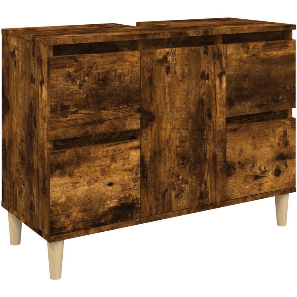 Mobile Lavabo Rovere Fumo 80x33x60 Cm In Legno Multistrato - Foto 2