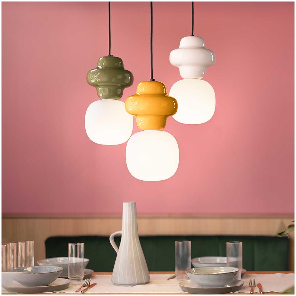 Sospensione Vintage Decò Copacabana Ceramica Gialla 1 Luce E27 - Foto 2