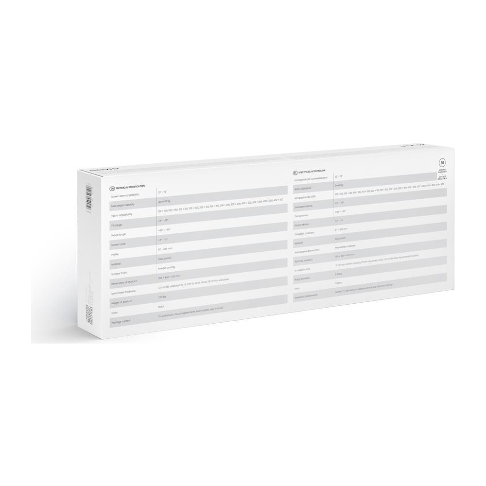 UTV-02 Supporto TV a parete 177,8 cm (70") Nero - Foto 7