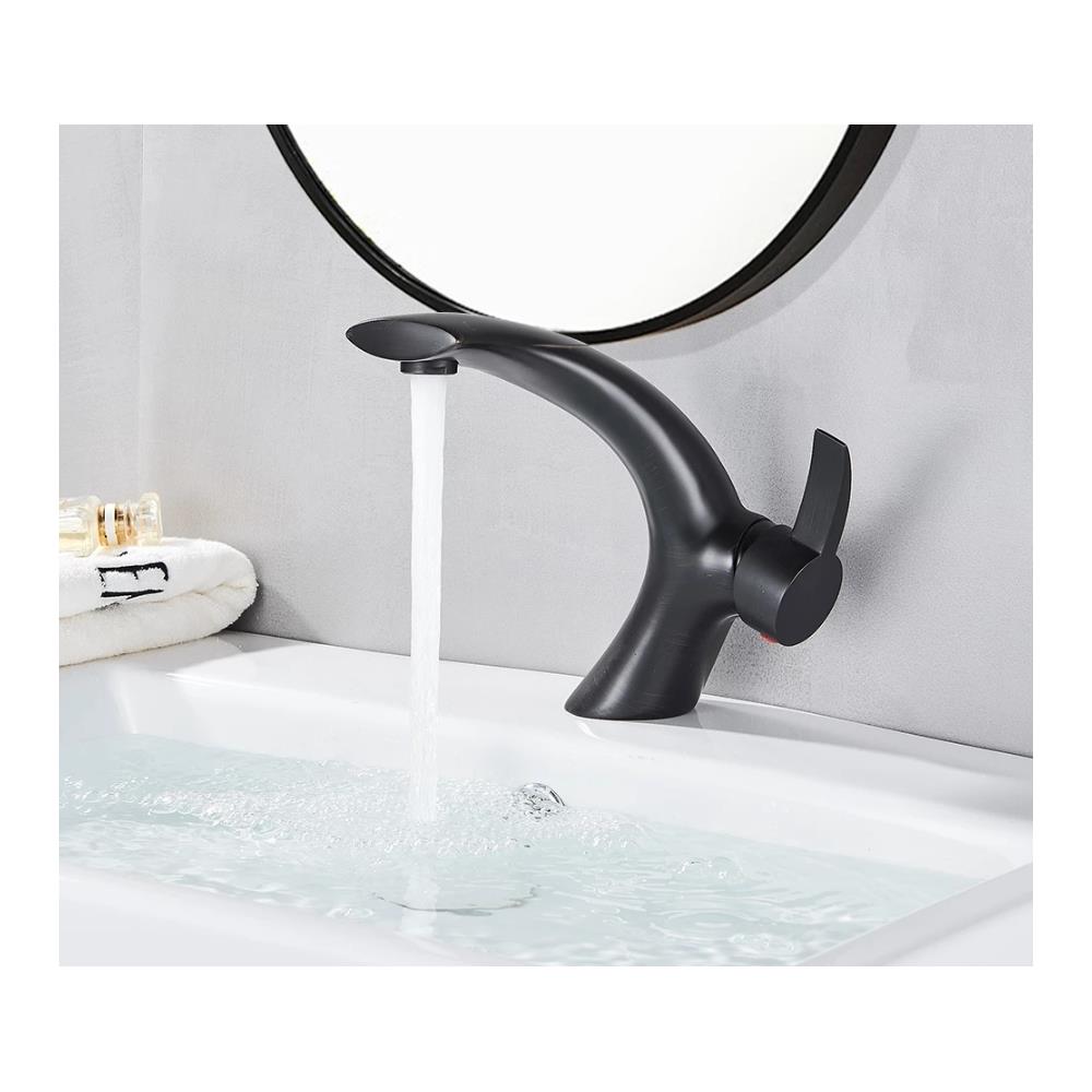 Rubinetto per lavabo da bagno, Blackswan, tipo M54, modello nero opaco, misura 17,5 cm - Foto 2