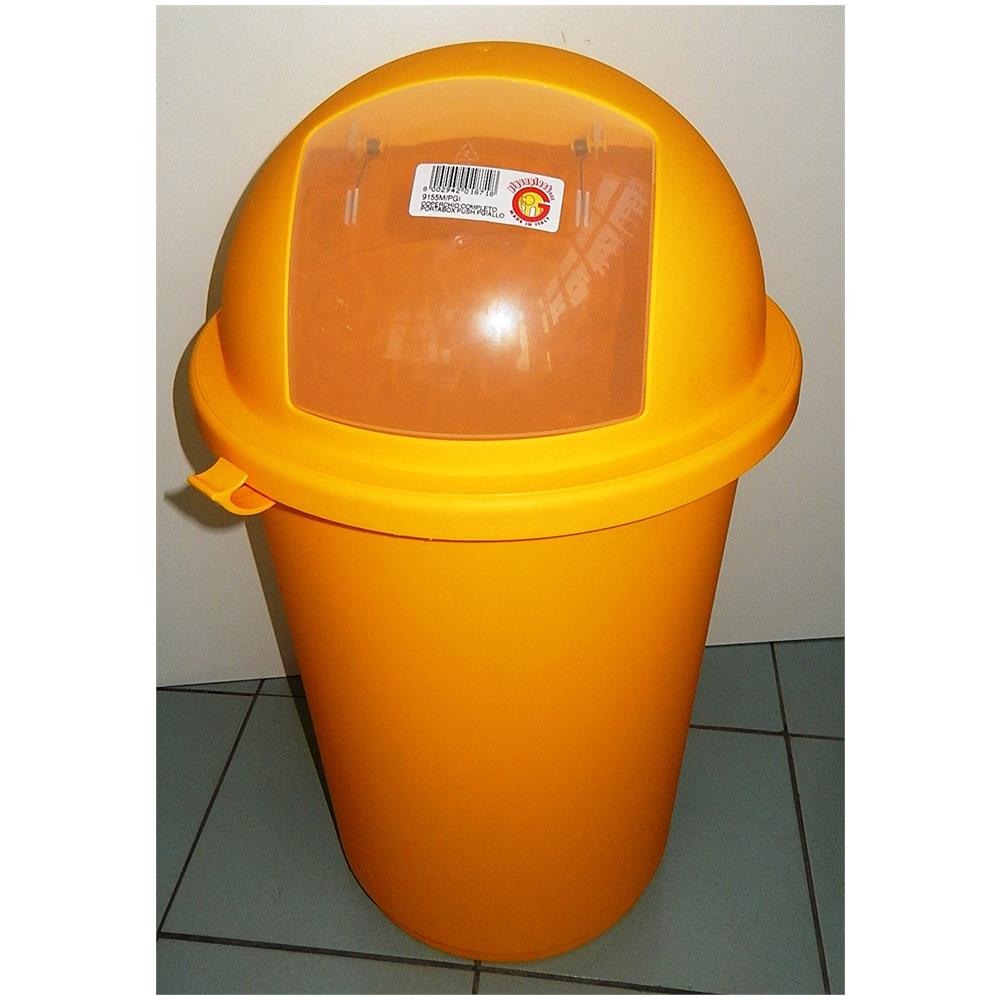 Portabox Push Con Portello Di Chiusura A Molla In Plastica Misura Diametro 410 H. 750 Mm Lt. 50 Vari Colori (giallo)  - Foto 1