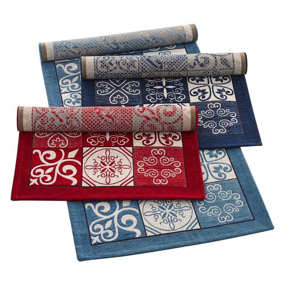 Tappeto Passatoia Runner Cucina Antiscivolo Lavabile Disegno Maiolica Suardi 55x80 Jeans - Foto 2