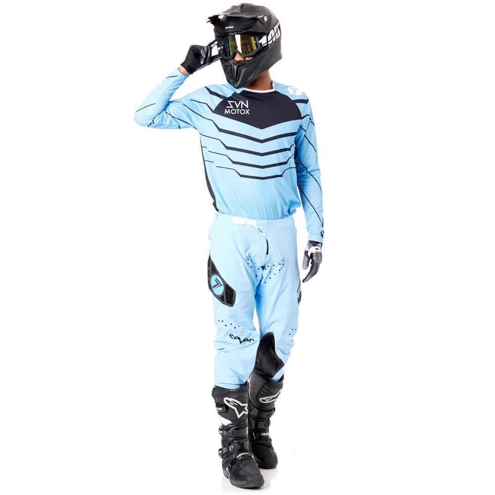 Pantaloni Motocross 2019 Zero Raider Blu Nero (30 Vita = Eu 46, Blu) - Foto 2