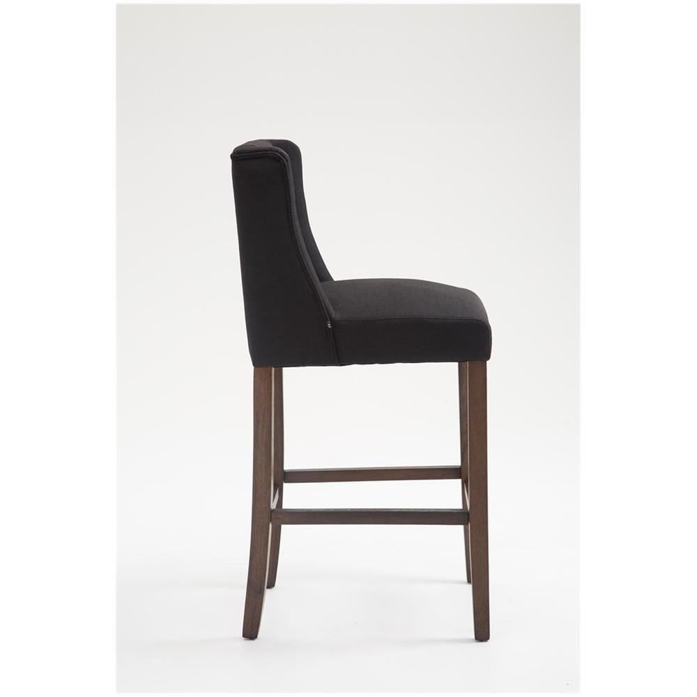Sgabello Alto Cucina Cassandra in Tessuto E Legno di caucciù I Sgabello Fisso Bancone Design Chesterfield I Sedia Bar Nero Antico Scuro - Foto 3