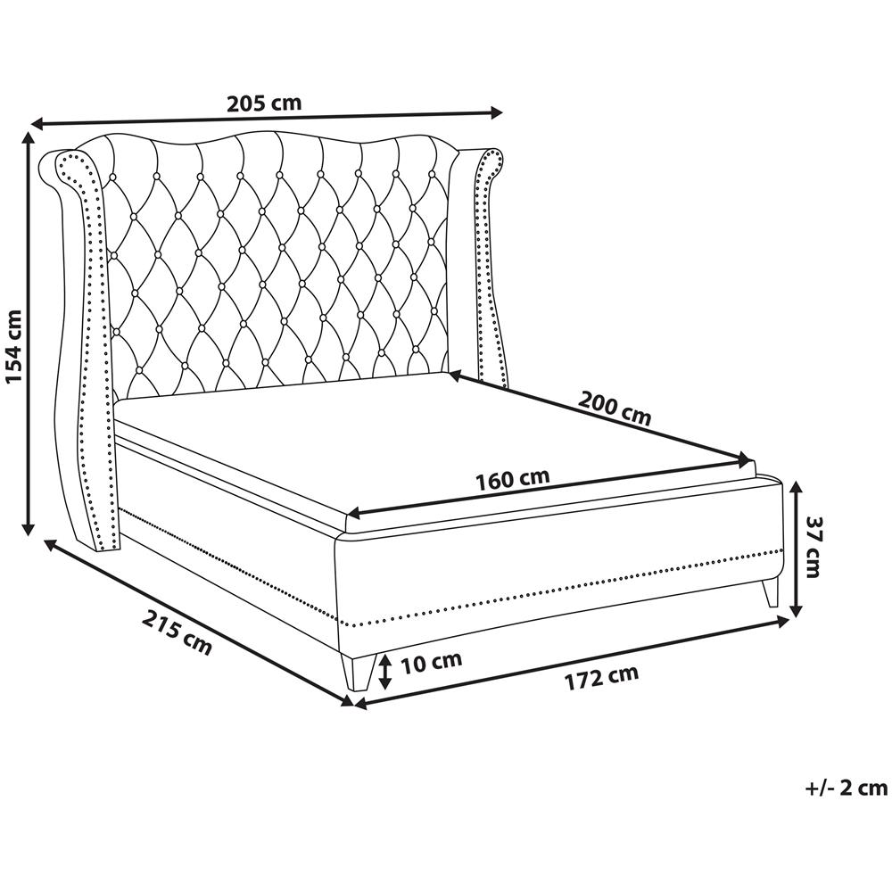 Letto Matrimoniale In Velluto Grigio 160 X 200 Cm Ayette - Foto 2