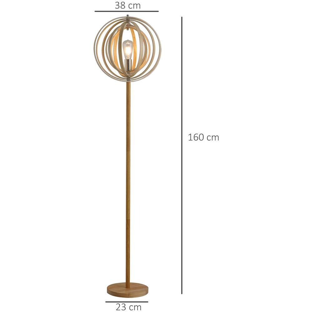 Lampada Da Terra Design Con Paralume Con Anelli Regolabili In Legno Lampadine E27 Ø38 X 160 Cm - Foto 2