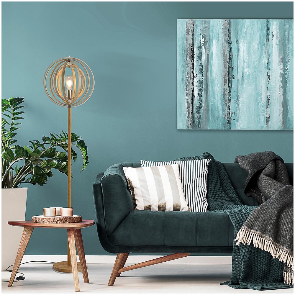 Lampada Da Terra Design Con Paralume Con Anelli Regolabili In Legno Lampadine E27 Ø38 X 160 Cm - Foto 3