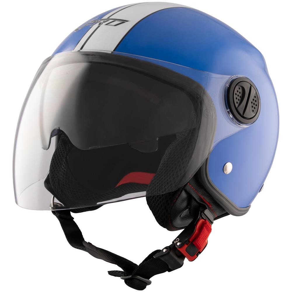 Casco Moto Jet Grafica Bianca Doppia Visiera Blu Lucido Open Face Omologato L - Foto 5