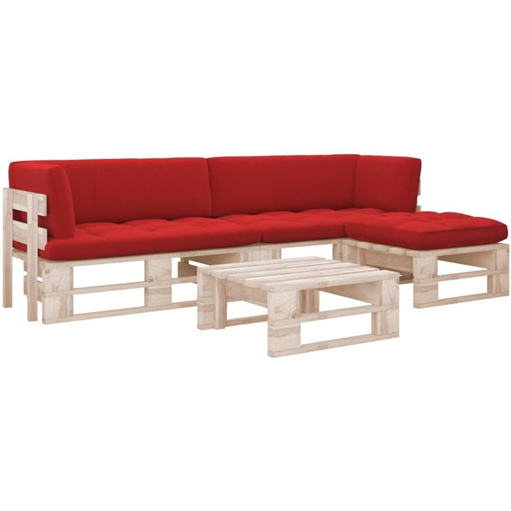 Set Divani a Pallet e Cuscini 4 pz in Legno di Pino Impregnato - Foto 1