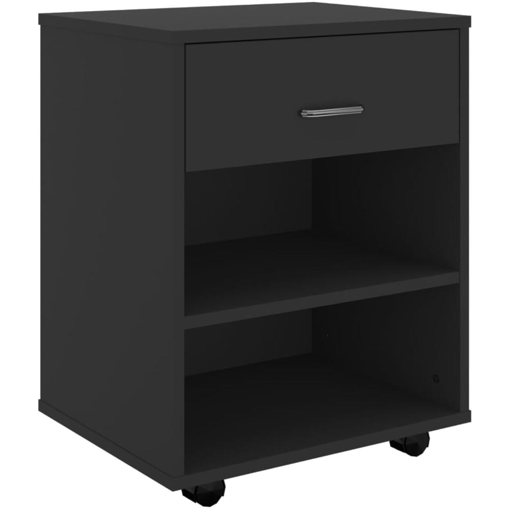 Mobiletto con Ruote Nero 46x36x59 cm in Legno Multistrato - Foto 2
