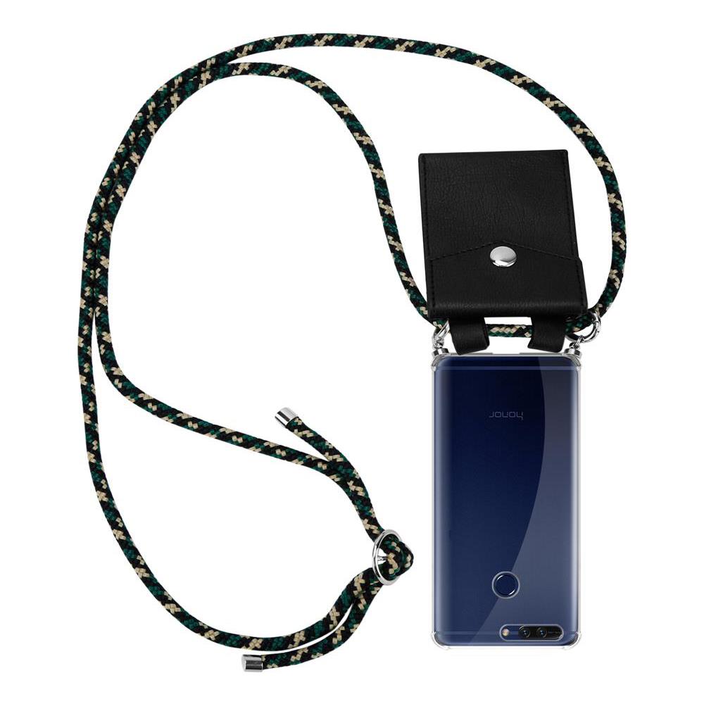 Catena Di Telefoni Cellulari Compatibile Con Honor 8 Pro In Camouflage - Coperchio Protettivo In Silicone Con Anelli D'argento, Cinturino In Corda E Custodia Staccabile - Foto 1
