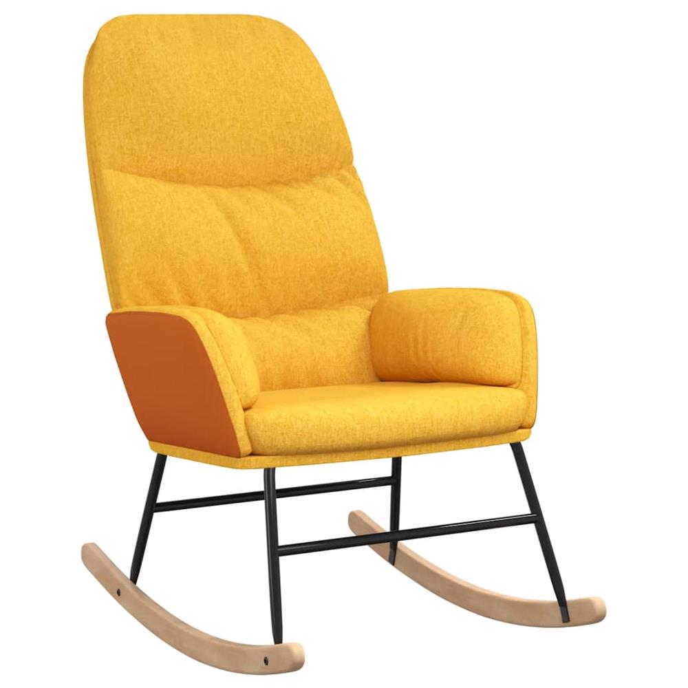 Sedia A Dondolo Giallo Senape In Tessuto - Foto 2