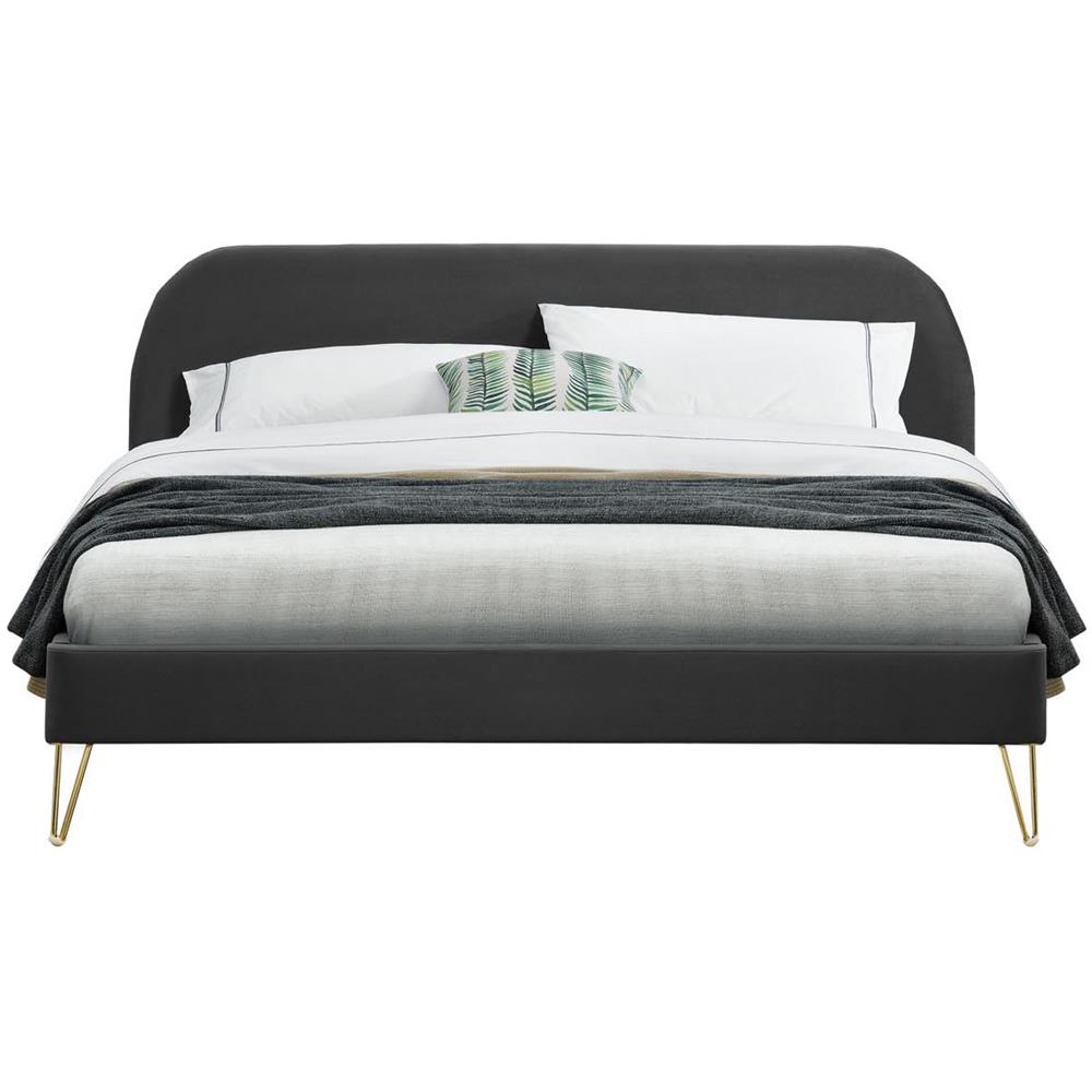 Phoenix Struttura Letto In Velluto Grigio E Ottone 140x190 Cm - Foto 2