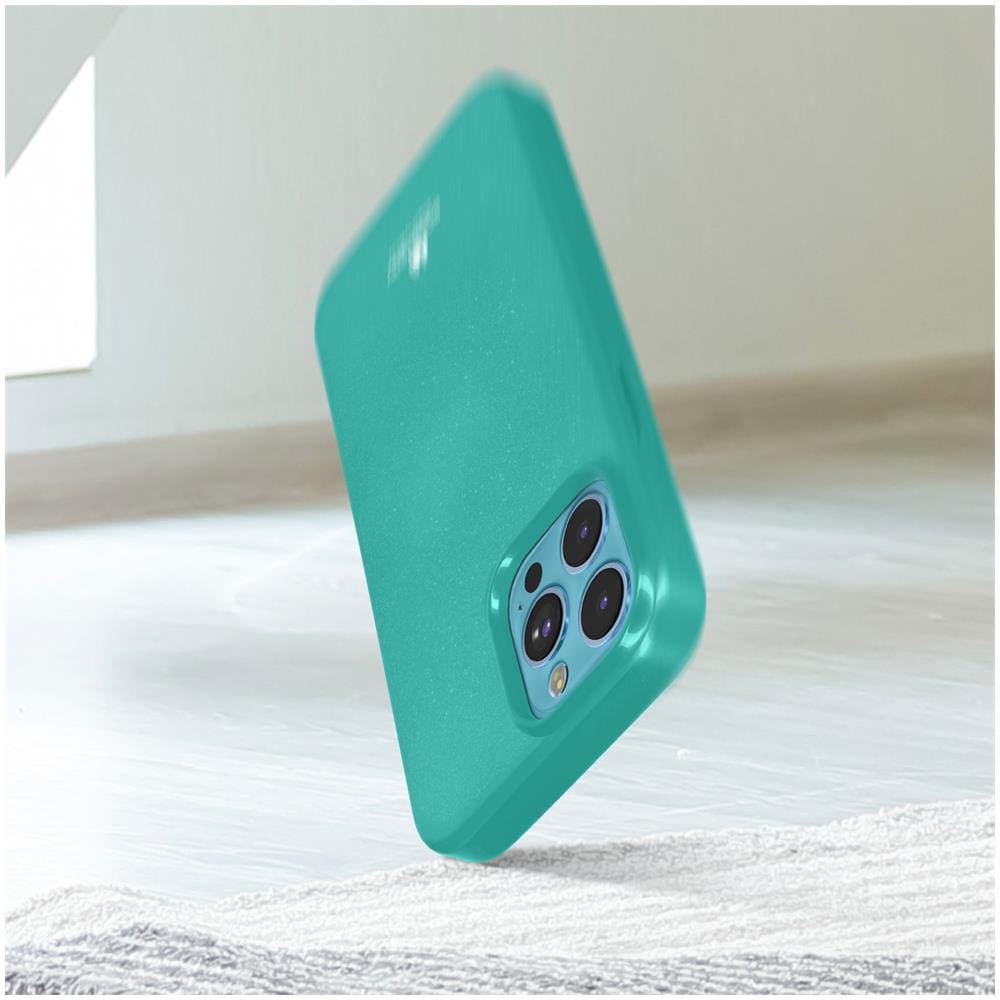 Cover Iphone 13 Pro Silicone Effetto Brillante Pearl Jelly Mercury Turchese - Foto 2