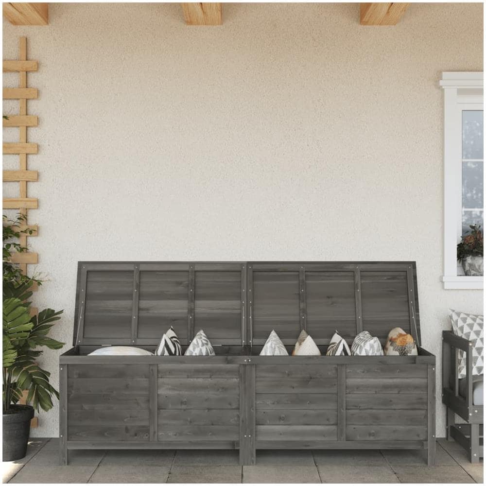 Contenitore Giardino Antracite 198,5x50x56,5 Cm Massello Abete - Foto 1