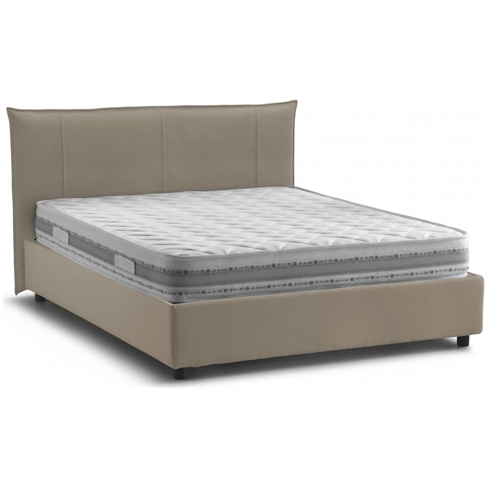 Letto Matrimoniale Stella, Letto Contenitore Con Rivestimento In Tessuto, 100% Made In Italy, Apertura Frontale, Adatto Per Materasso Cm 160x200, Tortora - Foto 4