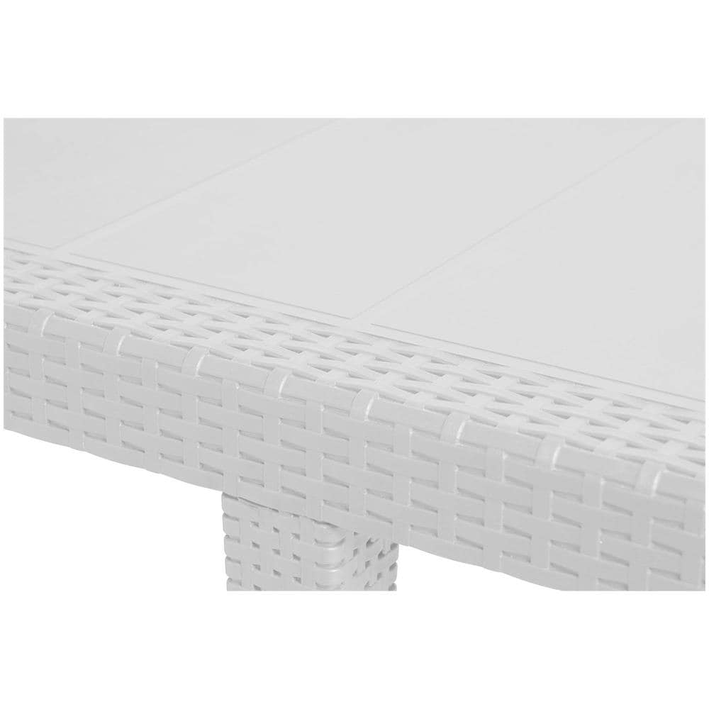 Tavolo Da Esterno Roma, Tavolo Rettangolare Allungabile Da Pranzo, Tavolo Da Giardino Estensibile Effetto Rattan, 100% Made In Italy, 150x90h72 Cm, Bianco - Foto 4