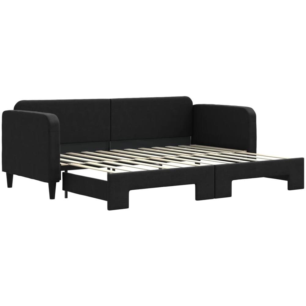 Divano Letto Con Letto Estraibile Nero 80x200 Tessuto - Foto 2