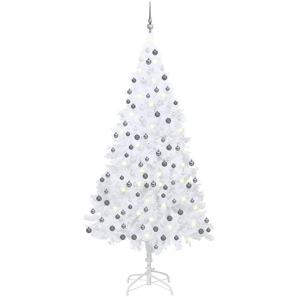 Albero Di Natale Preilluminato Con Palline Bianco 240 Cm Pvc - Foto 1