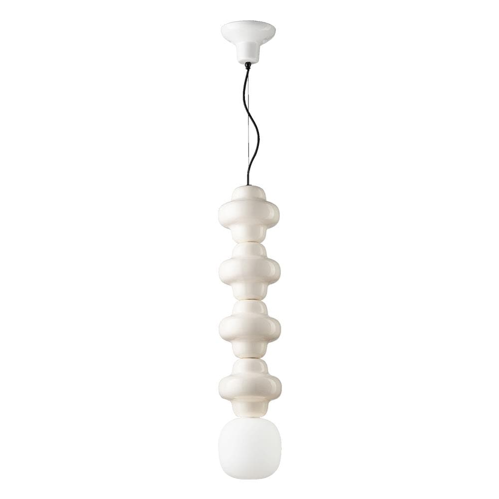 Sospensione Vintage Decò Copacabana 4 Moduli Ceramica Bianca 1 Luce E27 - Foto 1