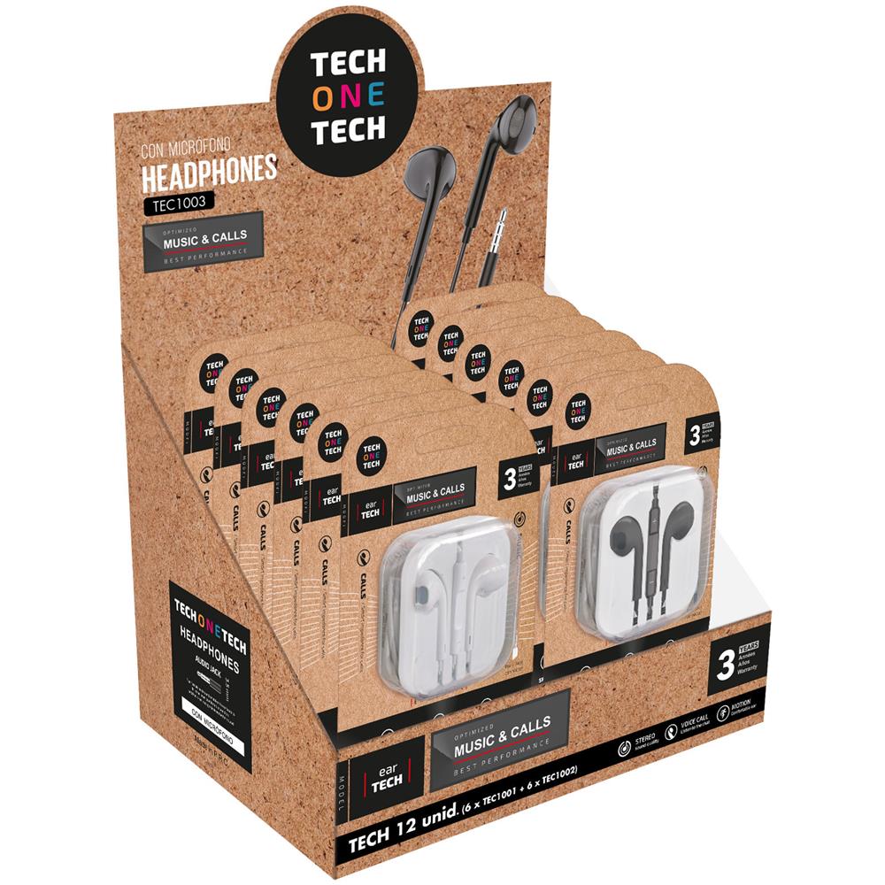 TEC1003 cuffia e auricolare Cablato In-ear Musica e Chiamate Nero, Bianco - Foto 1