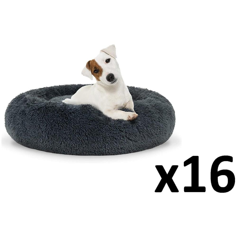 PLUSH BED M Cuccia per animali domestici grigio scuro in peluche confortevole x16 - Foto 1