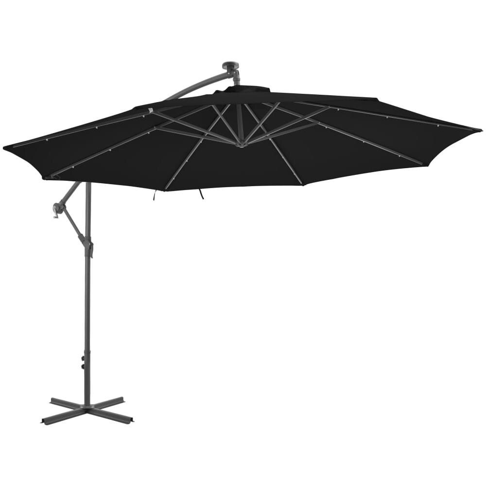 Ombrellone A Sbalzo Con Palo In Alluminio 350 Cm Nero - Foto 2