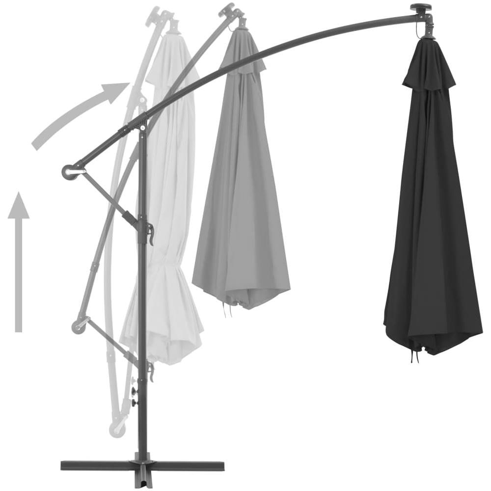 Ombrellone A Sbalzo Con Palo In Alluminio 350 Cm Nero - Foto 12