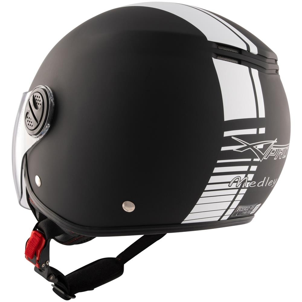 Casco Moto Jet Grafica Bianca Doppia Visiera Open Face Nero Opaco Omologato L - Foto 5