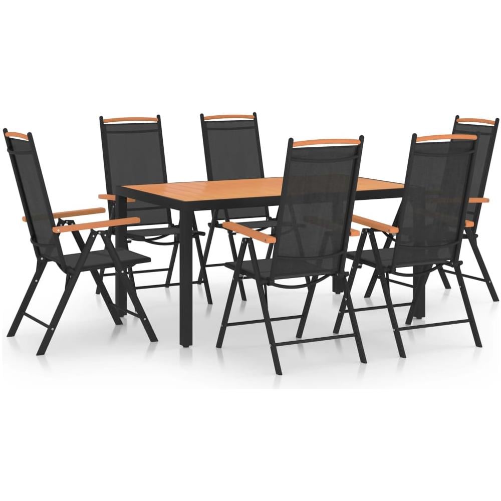 Set Mobili da Pranzo da Giardino 7 pz in Alluminio Nero - Foto 1