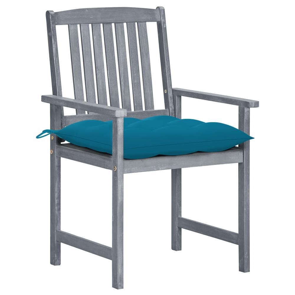 Sedie da Giardino con Cuscini 8 pz in Massello di Acacia Grigie - Foto 3