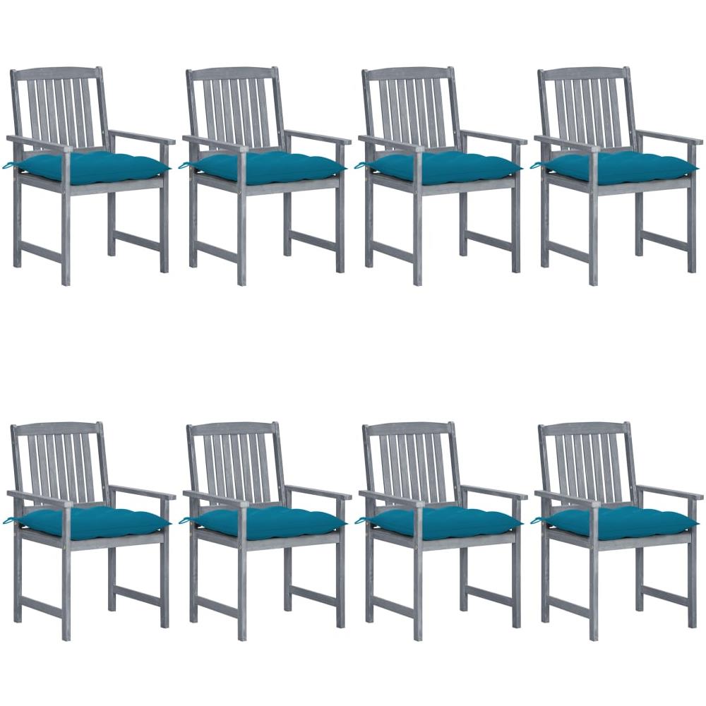 Sedie da Giardino con Cuscini 8 pz in Massello di Acacia Grigie - Foto 1