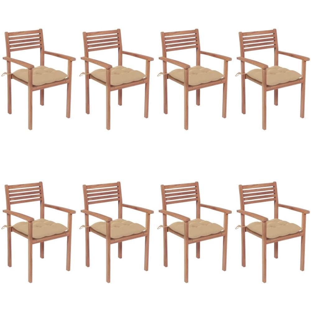 VidaXL Set 8 Sedie Da Giardino In Teak Massello - Pieghevoli, 47x60x89cm - Foto 11