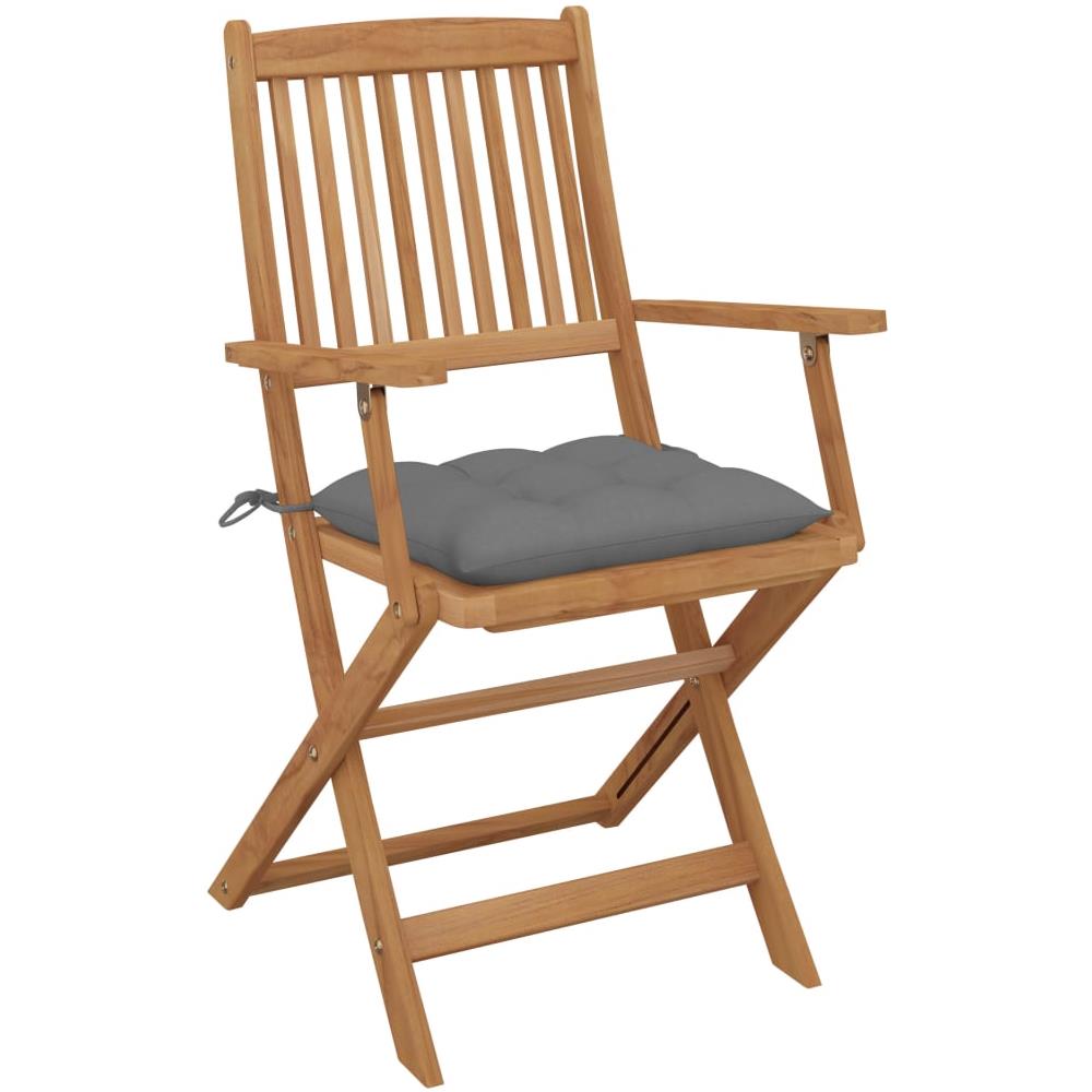 Sedie da Giardino Pieghevoli 4 pz con Cuscini Massello Acacia - Foto 2