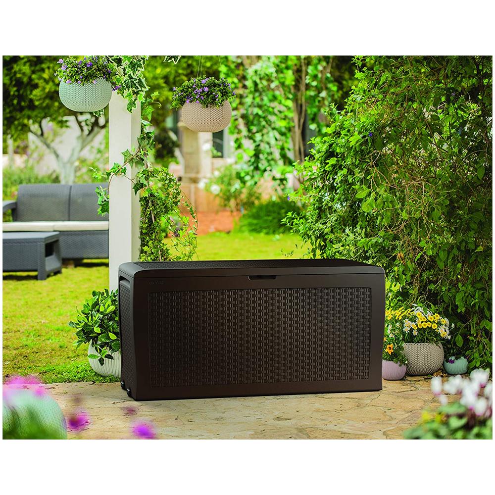 Baule Da Esterno Samoa Con Effetto Legno, 116,4x44,7x57 Centimetri Marrone - Foto 3