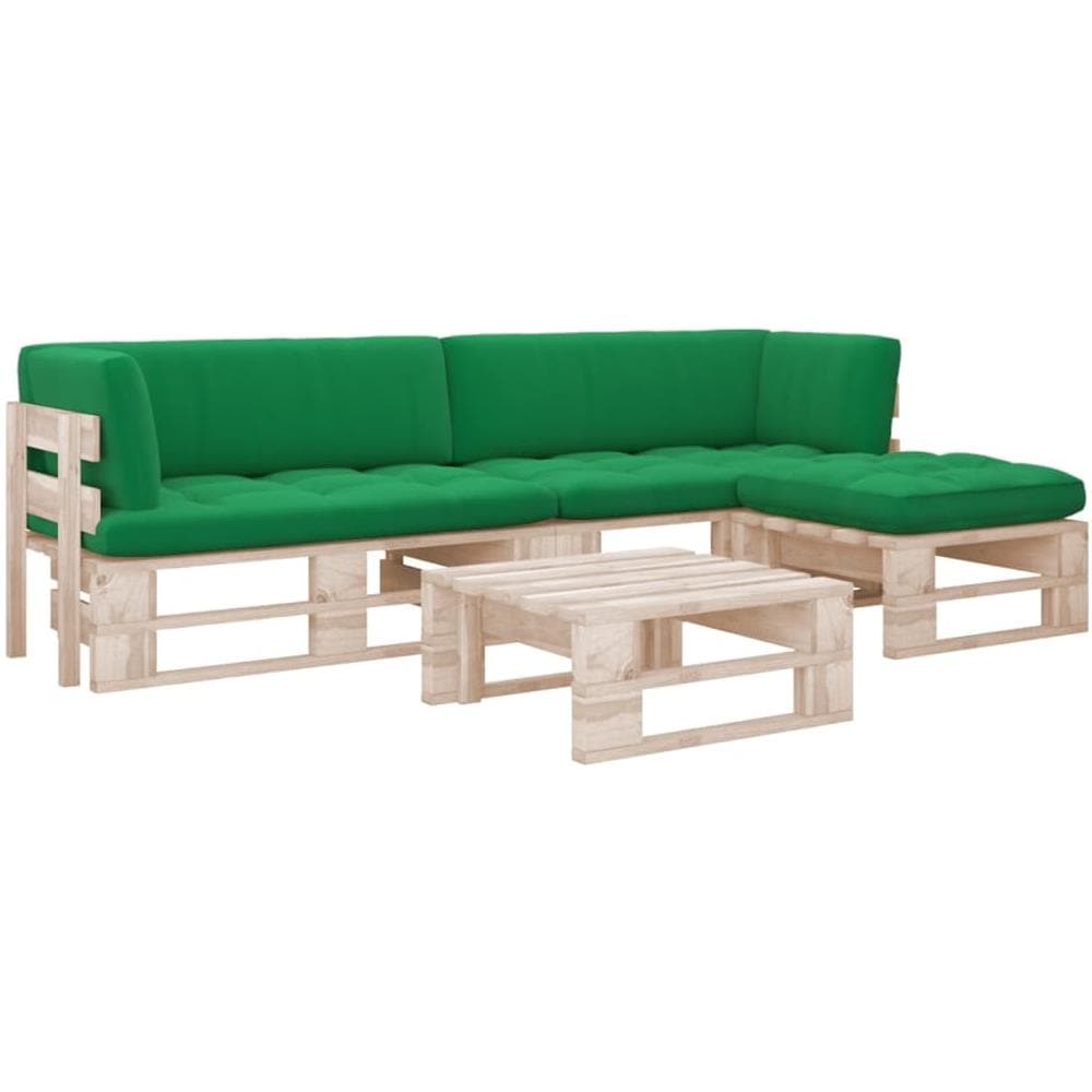 Set Divani a Pallet e Cuscini 4 pz in Legno di Pino Impregnato - Foto 1