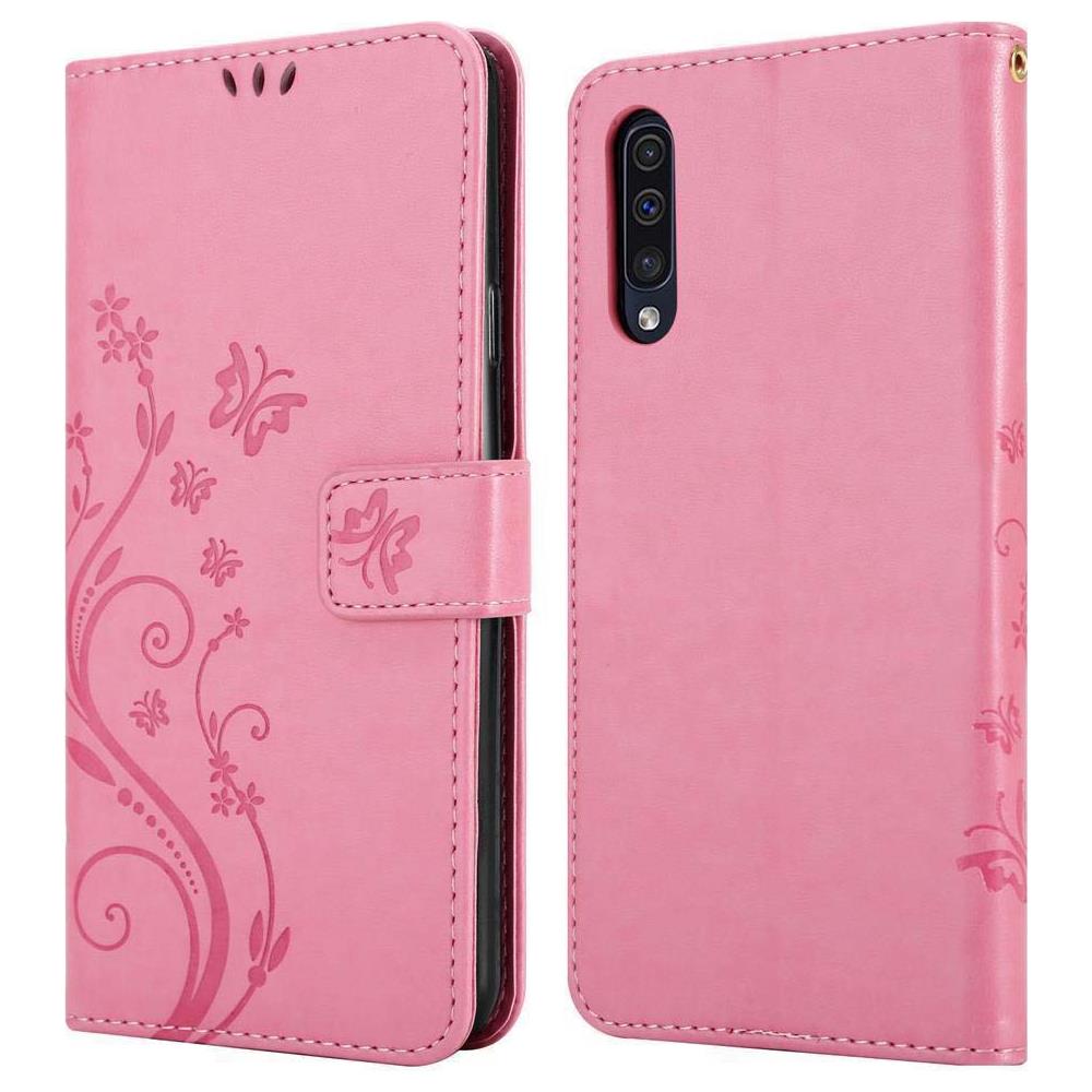 Custodia Compatibile Con Samsung Galaxy A30s / A50 S / A50 In Rosa Fiore - Coperchio Protettivo In Design Floreale Con Chiusura Magnetica, Funzione Stand E Slot Per Carte - Foto 8
