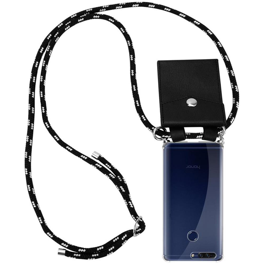 Catena Di Telefoni Cellulari Compatibile Con Honor 8 Pro In Nero Argento - Coperchio Protettivo In Silicone Con Anelli D'argento, Cinturino In Corda E Custodia Staccabile - Foto 1