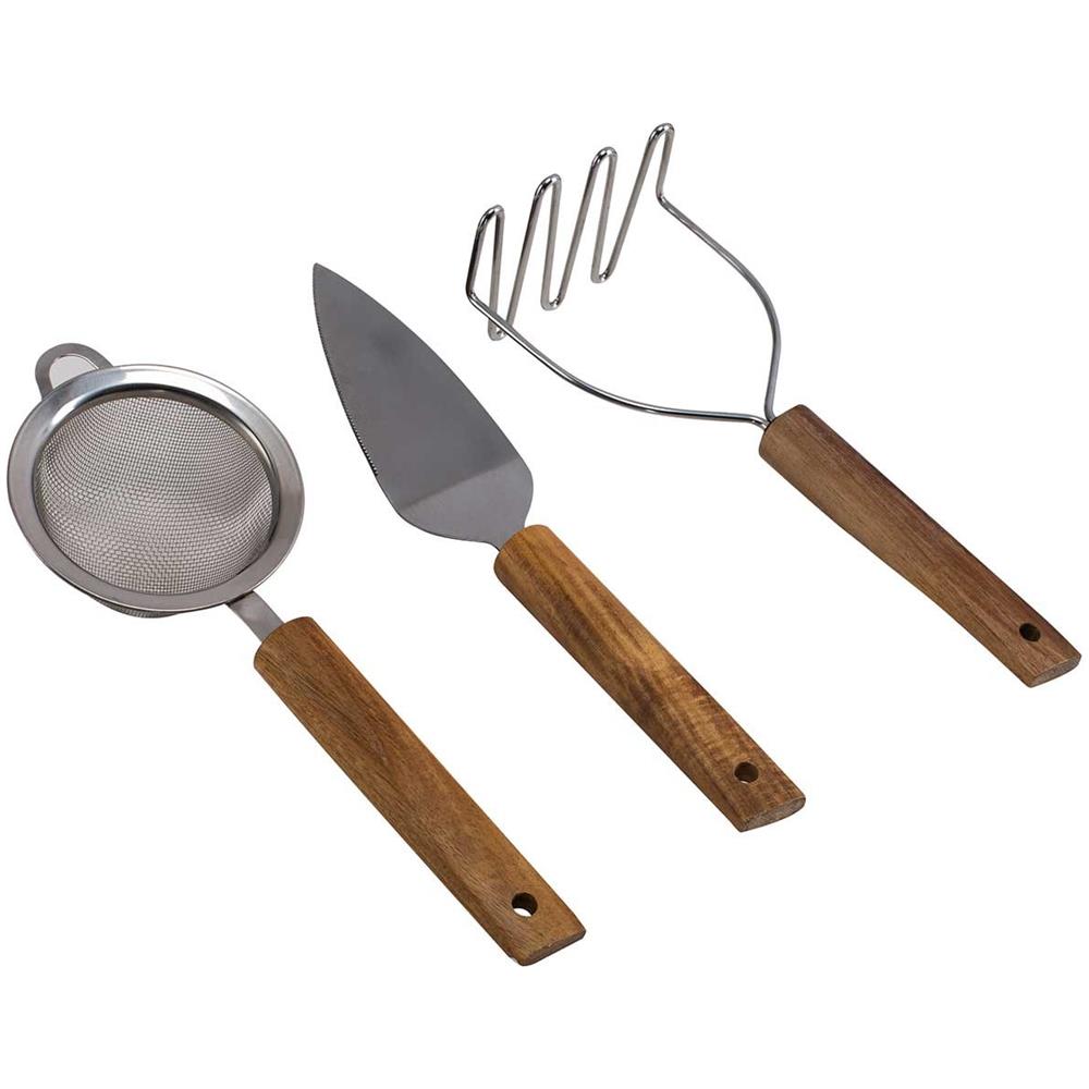 Set Di Utensili Da Cucina In Legno, 3 Pezzi - Utensili Da Cucina In Legno Di Acacia - Foto 2