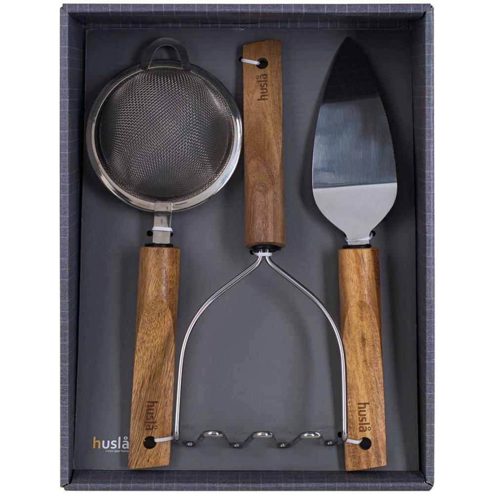Set Di Utensili Da Cucina In Legno, 3 Pezzi - Utensili Da Cucina In Legno Di Acacia - Foto 1