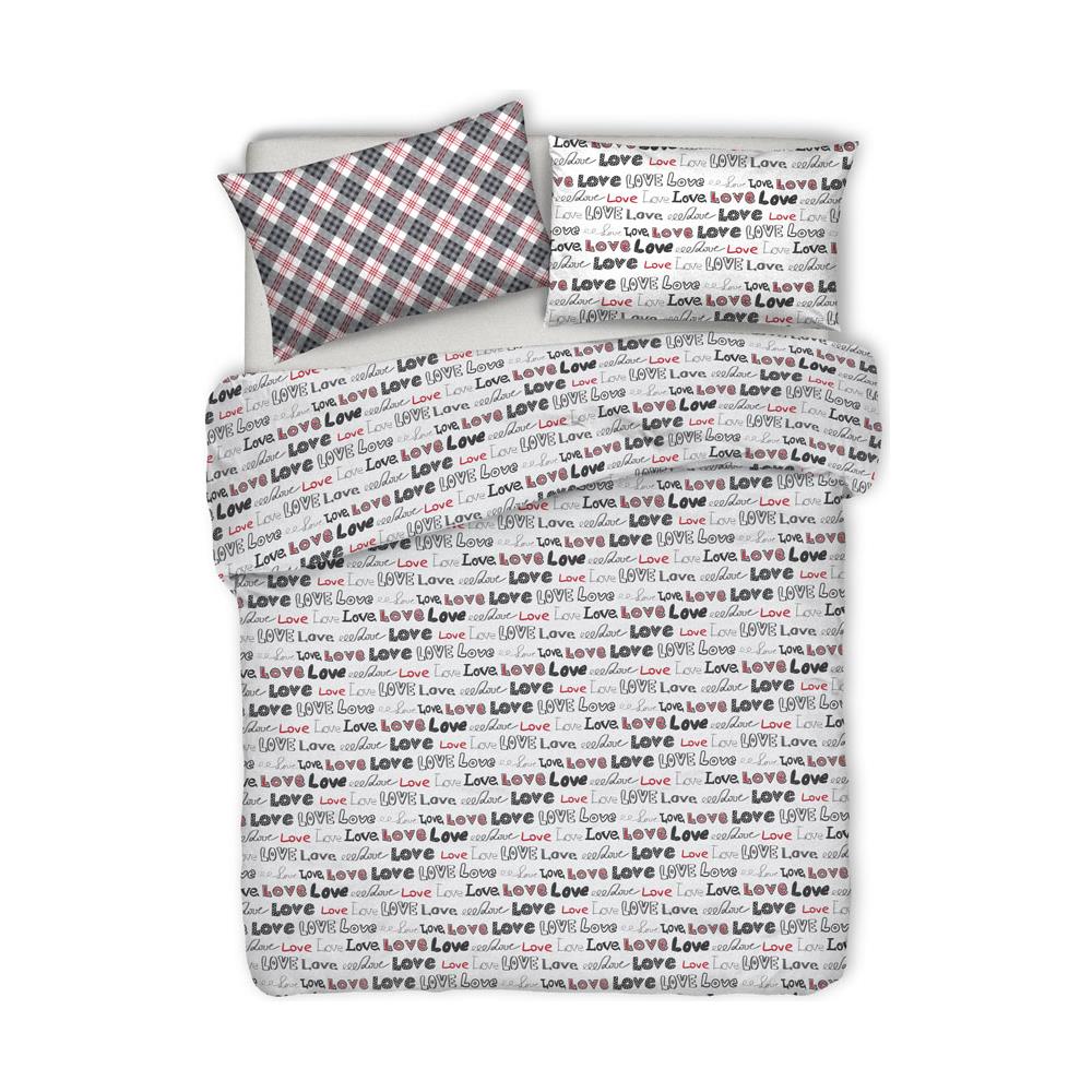 Copriletto Piquet Primavera Estate 100% Cotone Disegno Love Love Cuori Singolo Grigio - Foto 1
