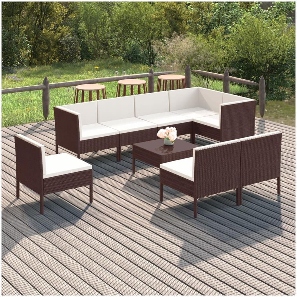 VidaXL Set Divani Da Giardino 4 Pezzi In Polyrattan Nero Con Cuscini: Angolare E Tavolino, Salotto Estivo - 3