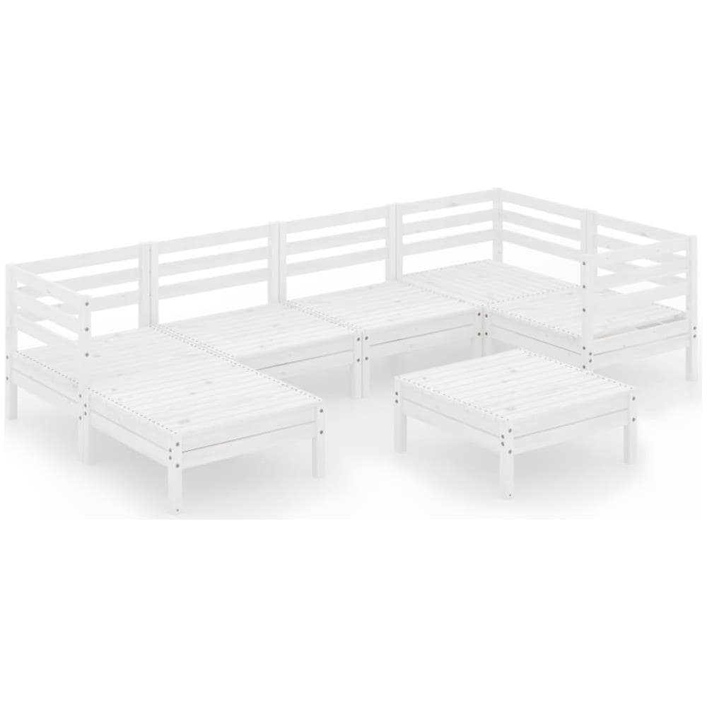 Set Divani Da Giardino 7 Pz In Legno Massello Di Pino Bianco - Foto 2