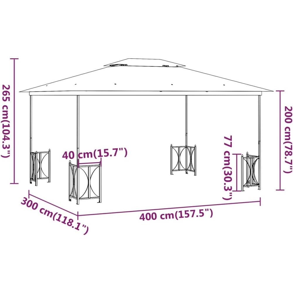 Gazebo Con Teli Laterali E Doppio Tetto 3x4 M Tortora - Foto 2